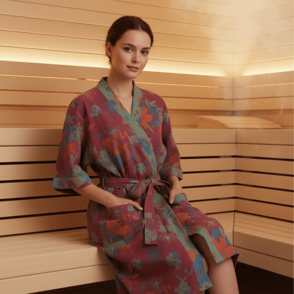 Albornoz estilo kimono de algodón orgánico para una comodidad transpirable