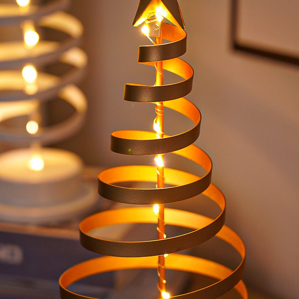 Árbol de Navidad LED con diseño en espiral y estrella decorativa