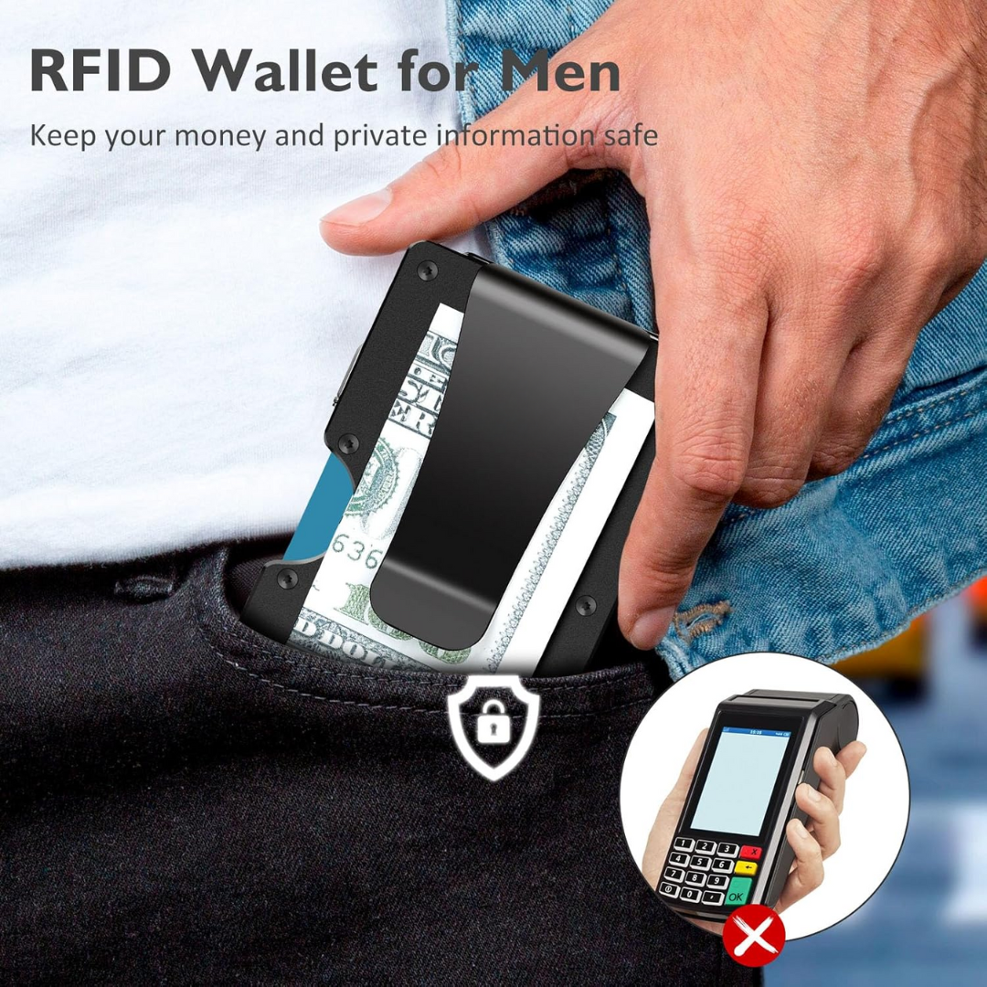 Billetera delgada con bloqueo RFID hecha de fibra de carbono con clip para dinero - CarbonVault