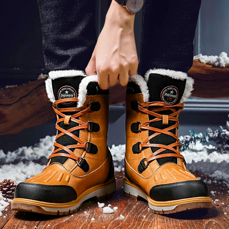 Botas de invierno para hombre - Botas de nieve con forro cálido y suela antideslizante