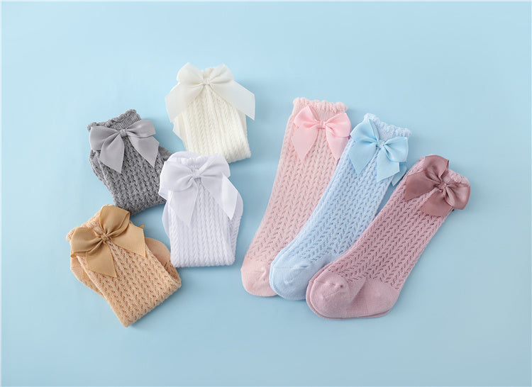 Calcetines de Algodón para Bebés con Gran Lazo