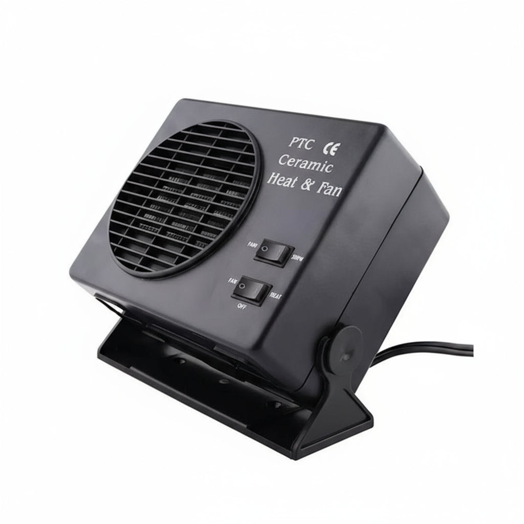 Calefactor y ventilador cerámico para coche de 12 V | 150 W-300 W | Desempañador portátil con termostato automático