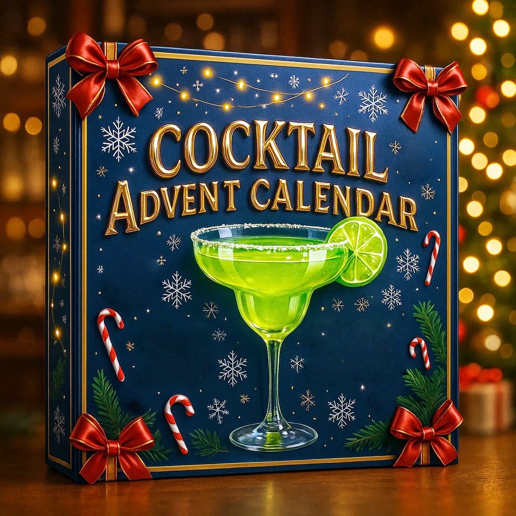 Calendario de adviento festivo de cócteles para cuenta atrás de bebidas