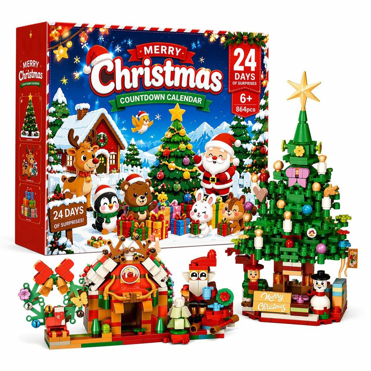 Calendario de Adviento Pueblo Navideño de Bloques, 864 Piezas