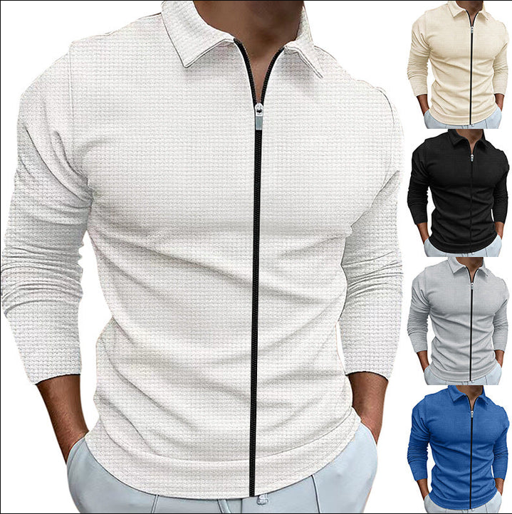 Camisa casual con cremallera para hombre