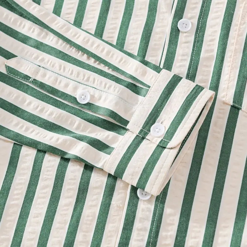 Camisa de rayas de manga larga para hombre