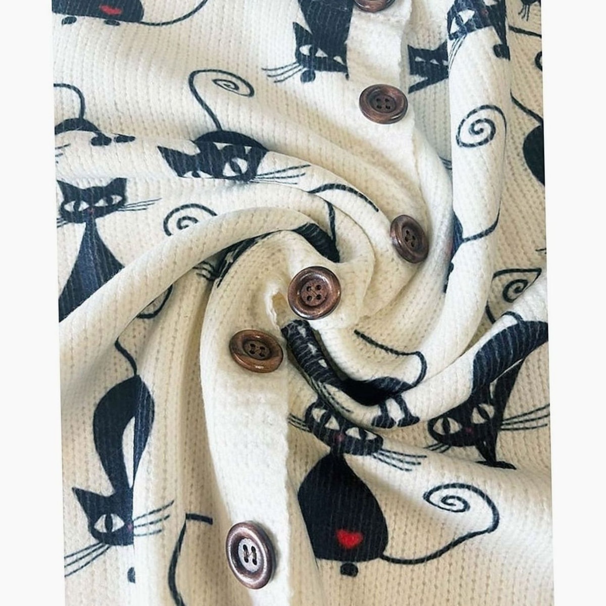 Cárdigan de punto para mujer de manga larga con estampado floral y botones frontales