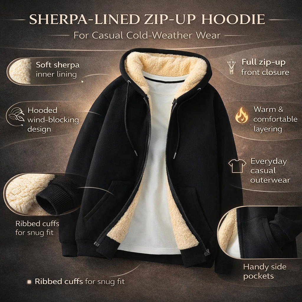 Chaqueta con capucha y cremallera de corte regular con interior forrado – Silueta estilizada