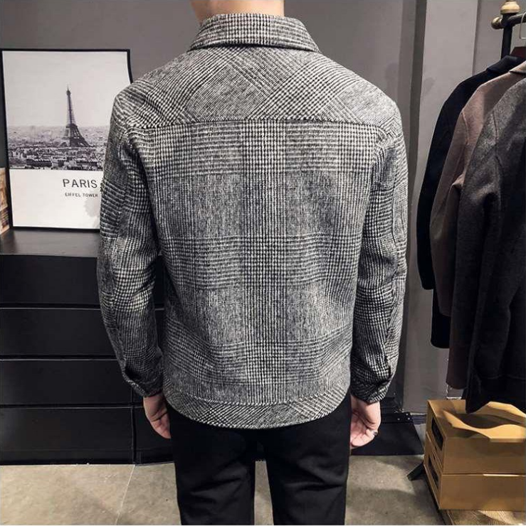 Chaqueta de cuadros abotonada para hombre