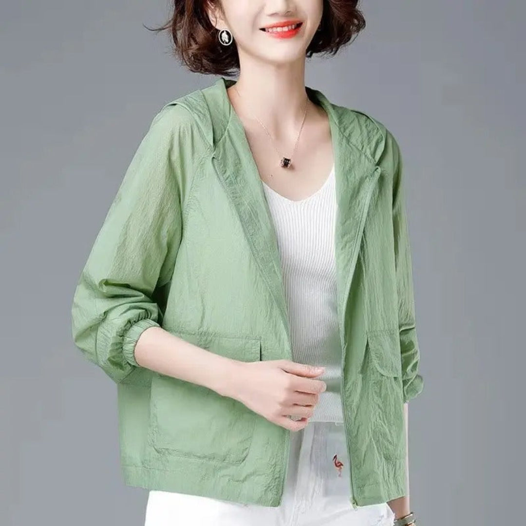 Chaqueta impermeable informal para mujer con capucha