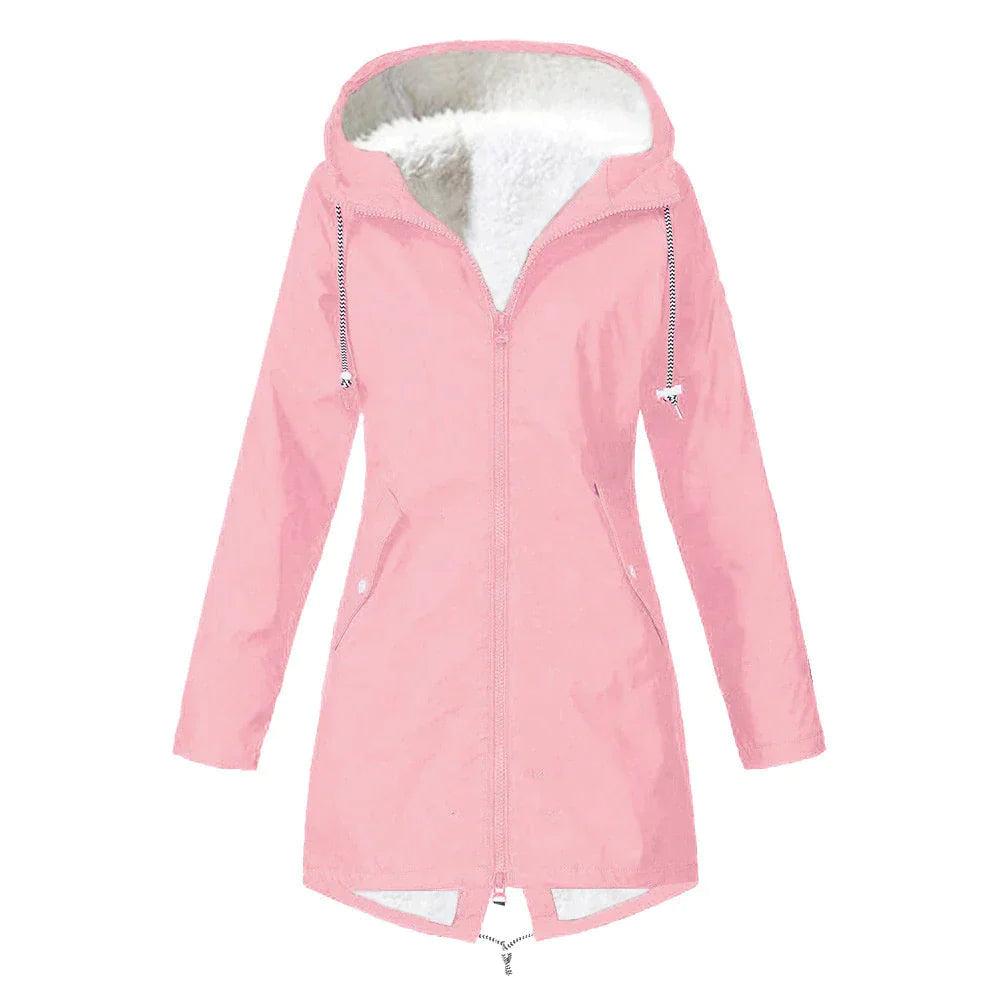 Chaqueta impermeable para mujer con capucha ajustable