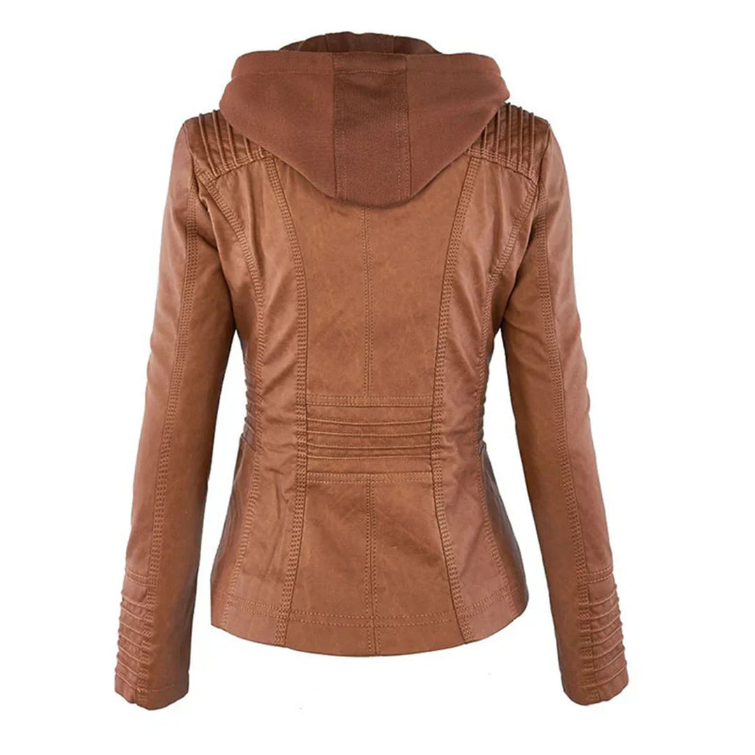 Chaqueta motera para mujer con capucha