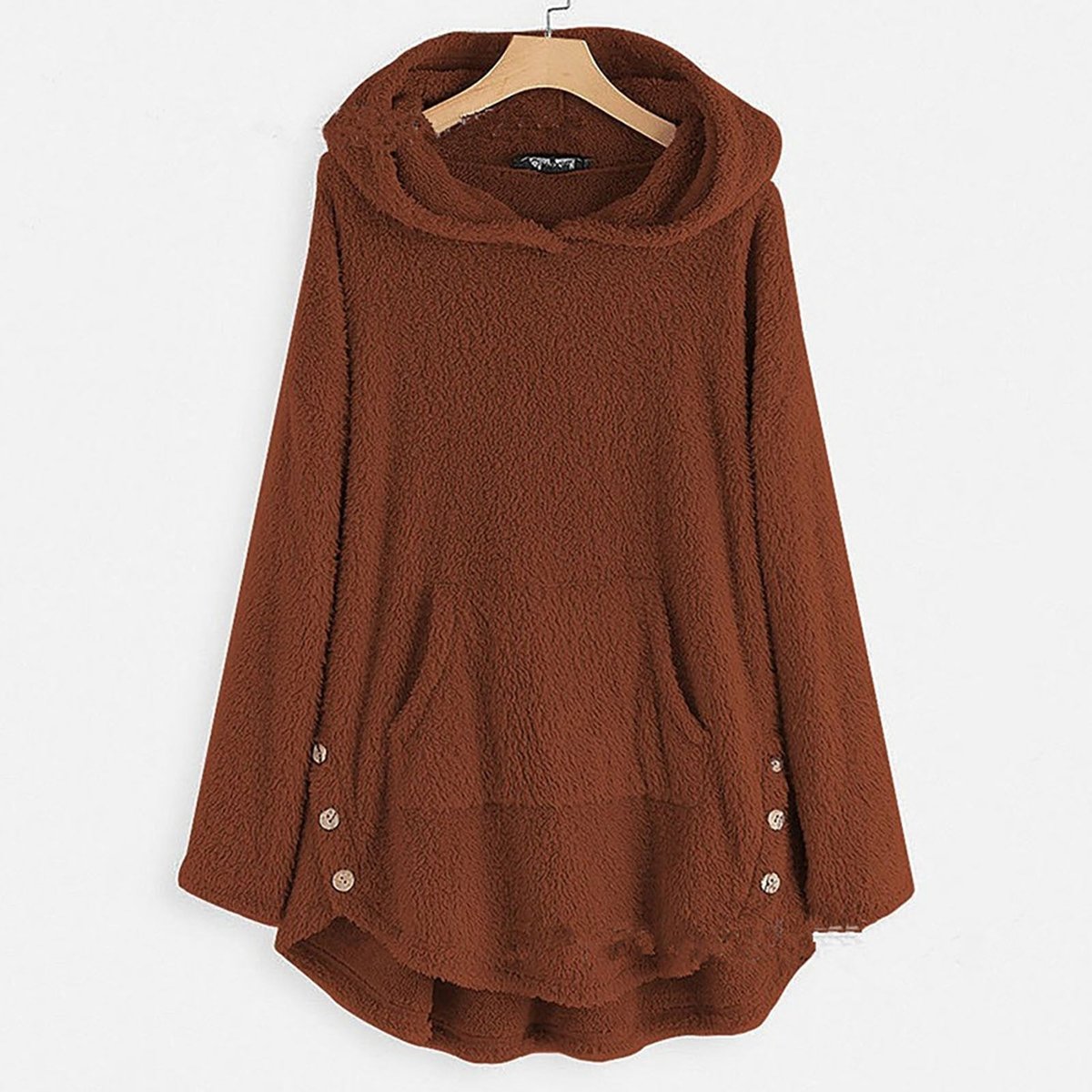 Chaqueta polar de felpa para mujer con capucha, cremallera y bolsillo con diseño de gato