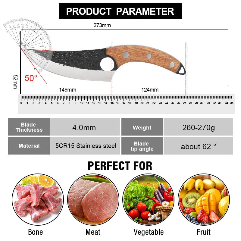 Cuchillo de cocina japonés artesanal con control de precisión
