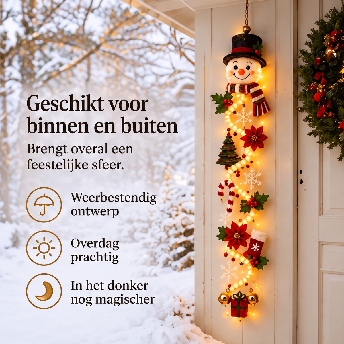 Decoración navideña - Colgante para puerta luminoso con cálido brillo LED