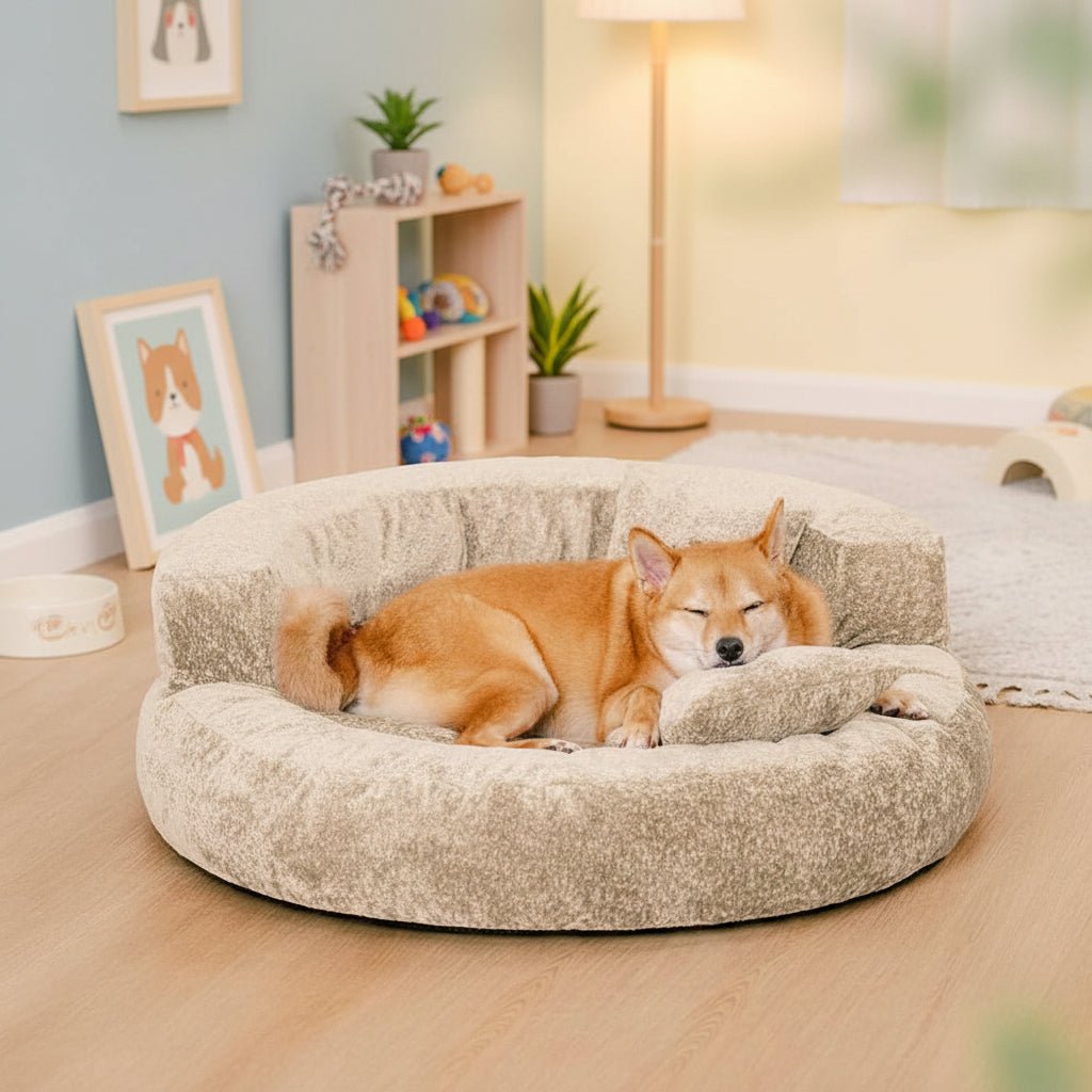 DREAMNEST – Cama para Perros en Forma de Donut Ortopédica hecha de Terciopelo Diamante para Máximo Confort