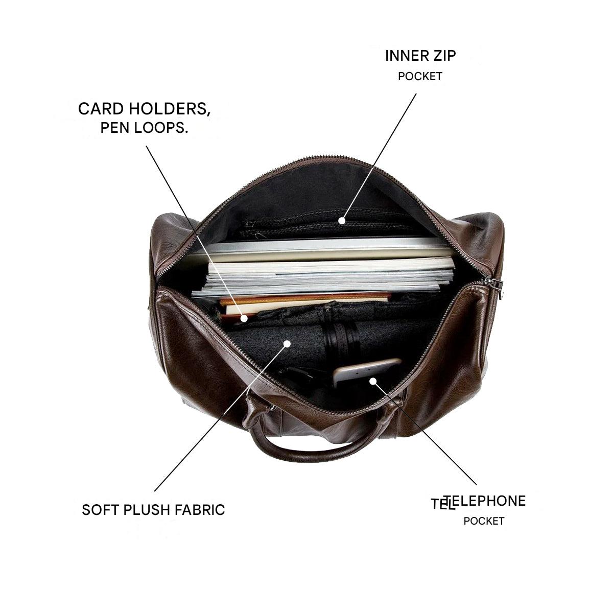 Duffel de Viaje de Gran Capacidad en Cuero – Bolsa de Mano Ligera y Duradera