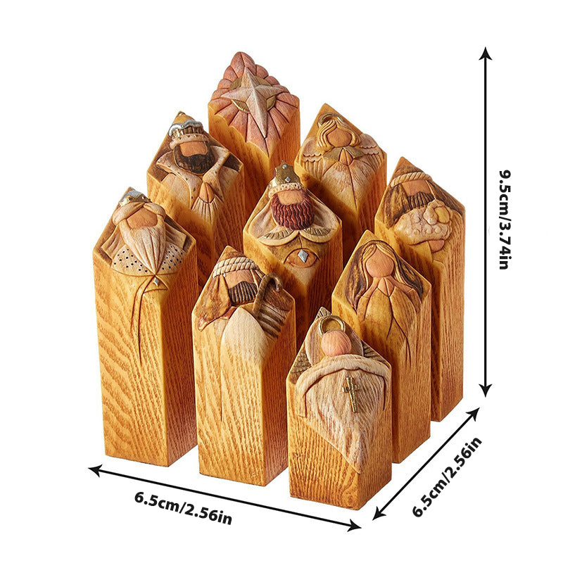 Figuras de belén en forma de pilares