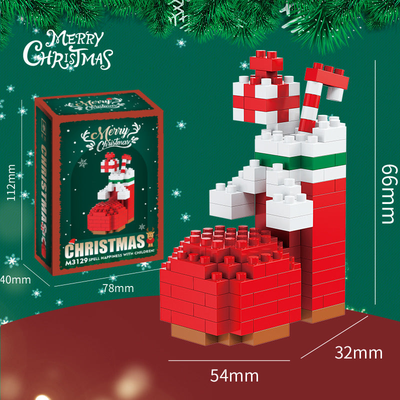 Figuras navideñas de mini bloques de construcción – Set de regalo con Papá Noel, muñeco de nieve, reno y árbol