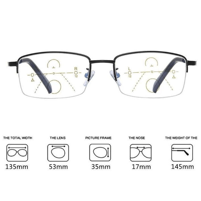 Gafas de Lectura Progresivas de Titanio para Distancia y Visión Cercana de Doble Uso
