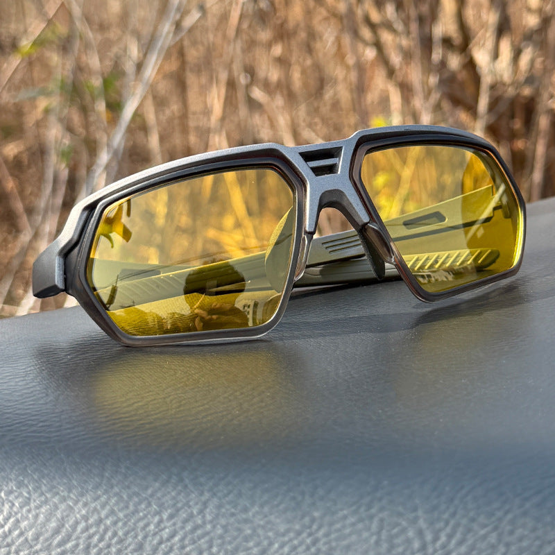 Gafas de sol deportivas fotocromáticas y polarizadas con lentes para visión nocturna y montura táctica envolvente