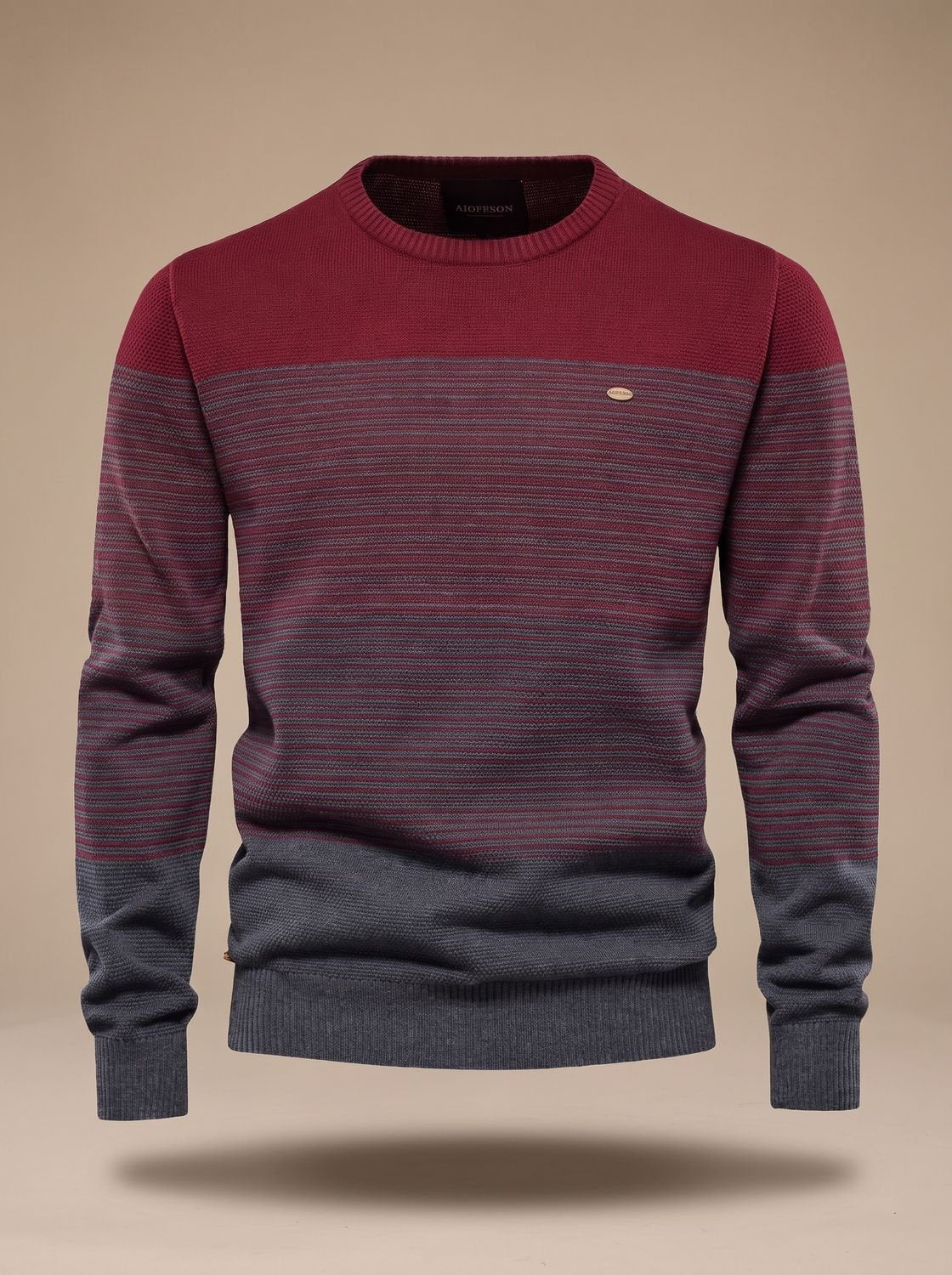 Jersey de punto de cuello redondo a rayas en bloques de color para hombre