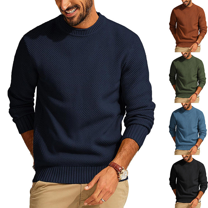 Jersey de punto gofre con cuello redondo para hombre
