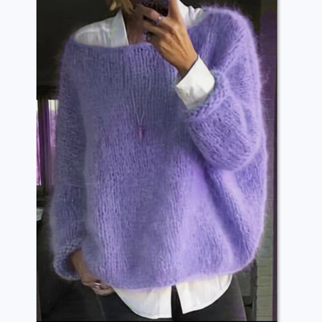 Jersey oversize muy suave con cuello barco para mujer
