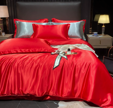 Juego completo de ropa de cama de seda de lujo
