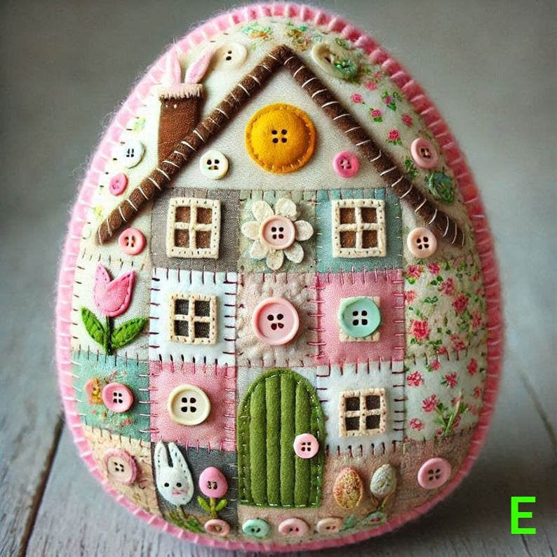 Kit de DIY Casa de Huevo de Fieltro en Patchwork