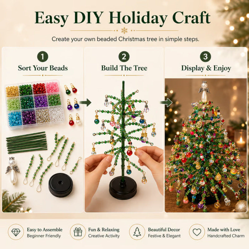 Kit DIY de árbol de Navidad con abalorios – Crea tu propia decoración navideña brillante
