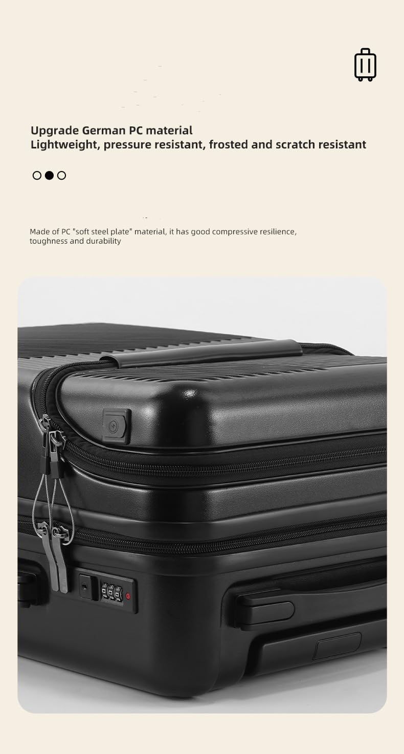 Maleta Dura de Mano con Portavasos, Puerto USB y Cerradura TSA