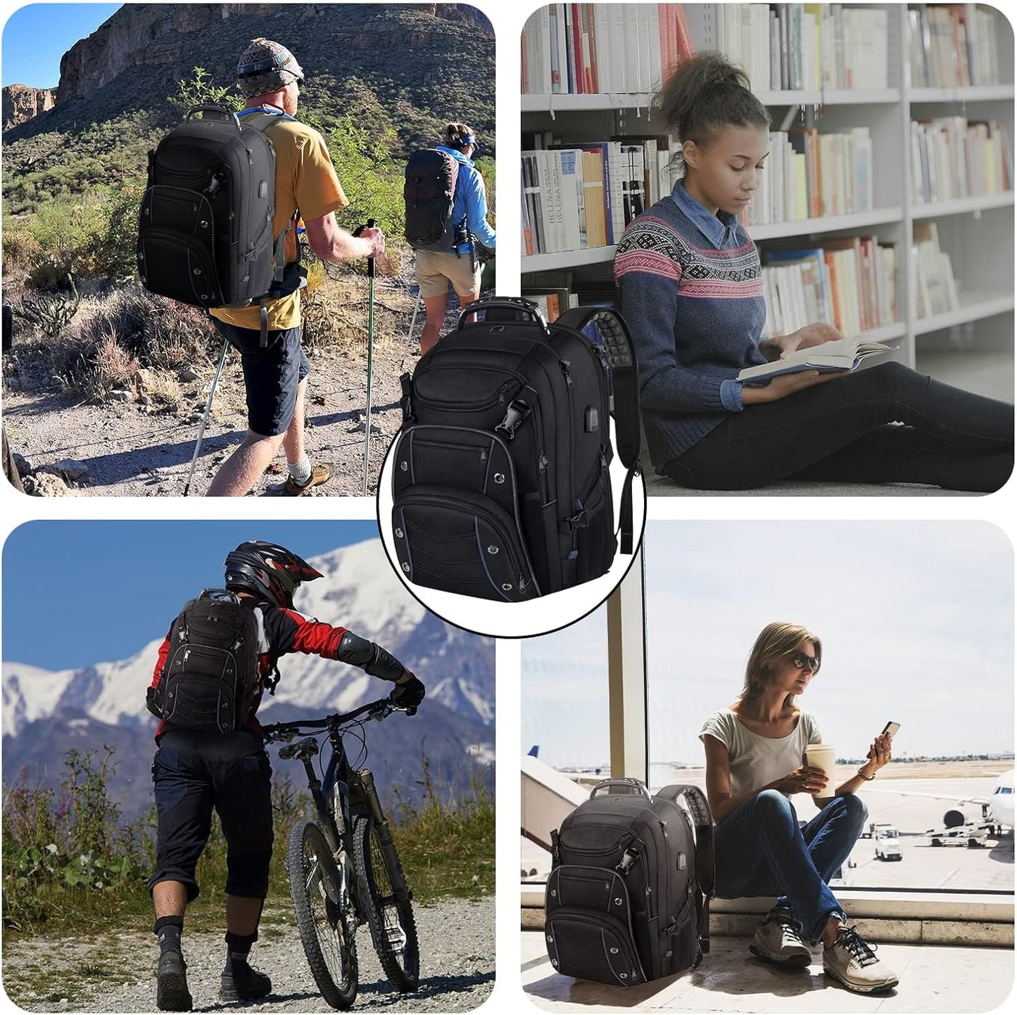 Mochila de Viaje Extra Grande de 55L con Carga USB y Seguridad RFID