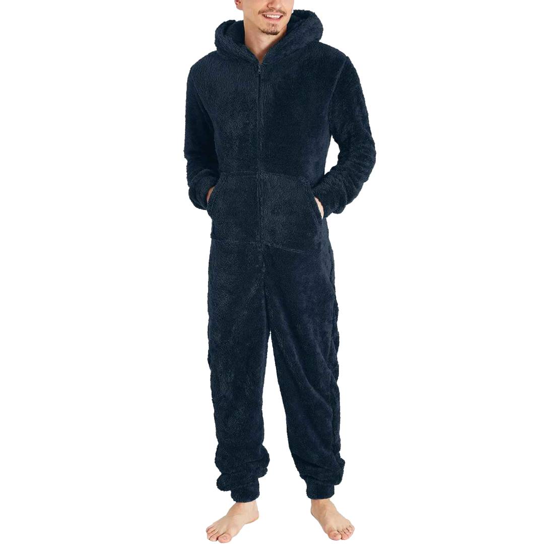 Mono pijama de felpa para hombre con capucha