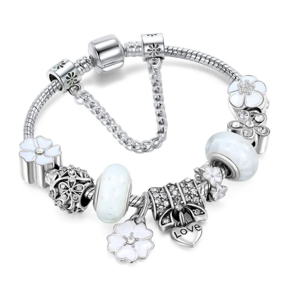 Pulsera de Encanto de Flor de Durazno | Diseño Elegante y Delicado