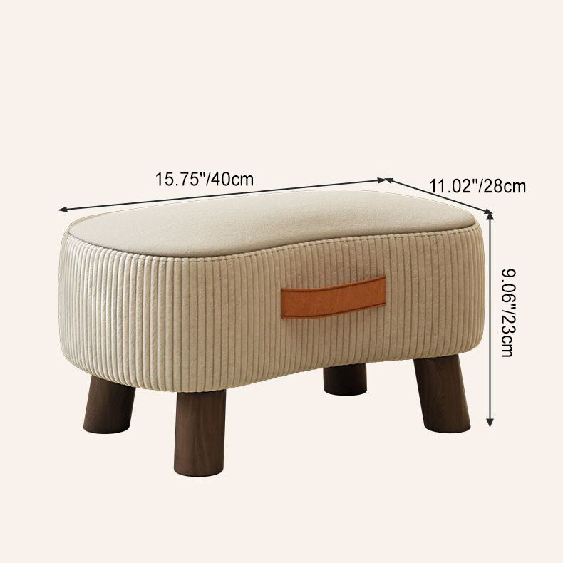Reposapiés rectangular portátil de estilo nórdico contemporáneo en tejido sintético y madera de pino sin respaldo ni reposabrazos para salón