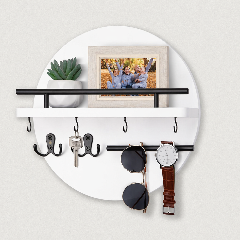 Soporte de Llaves de Madera Redondo | Organizador de Pared Elegante y Ecológico