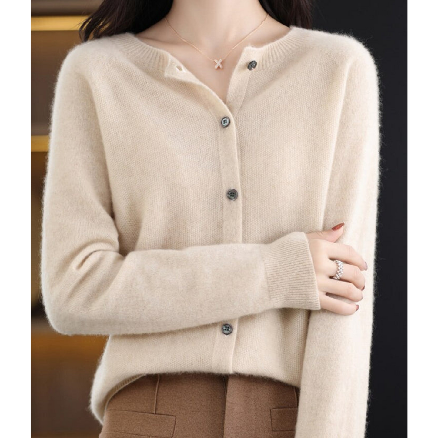 Suéter Cardigan de Cuello Redondo para Mujer VierraSol