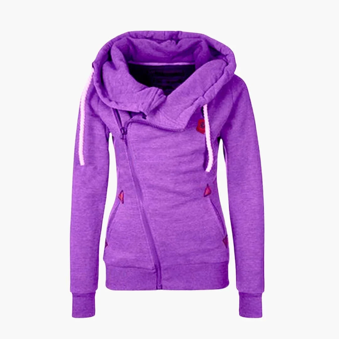 Sudadera con cremallera y capucha con cordón para mujer
