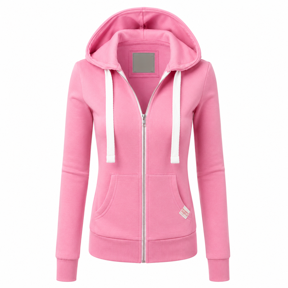 Sudadera entallada con capucha y cremallera para mujer