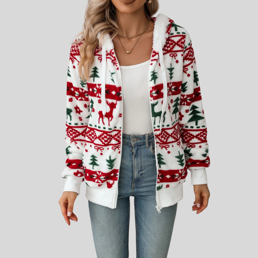 Sudadera navideña con capucha para mujer