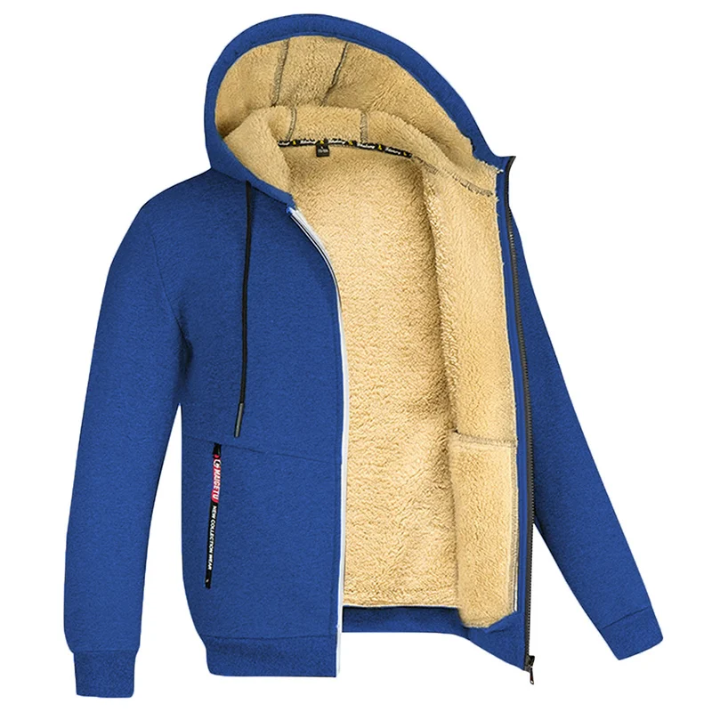 Sudadera polar cálida con capucha y forro de sherpa para hombre