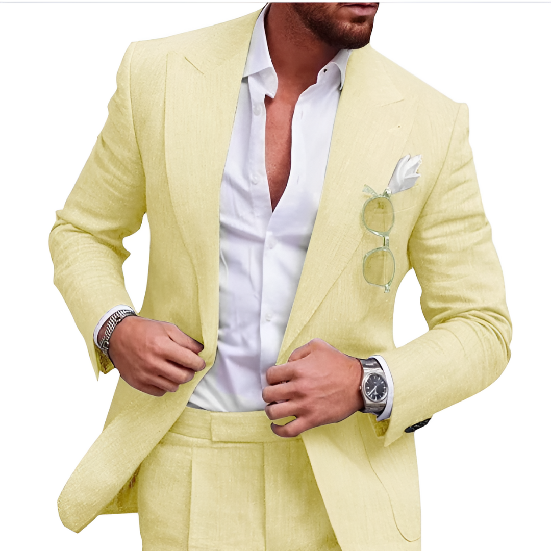 Traje de dos piezas para hombre para bodas en la playa
