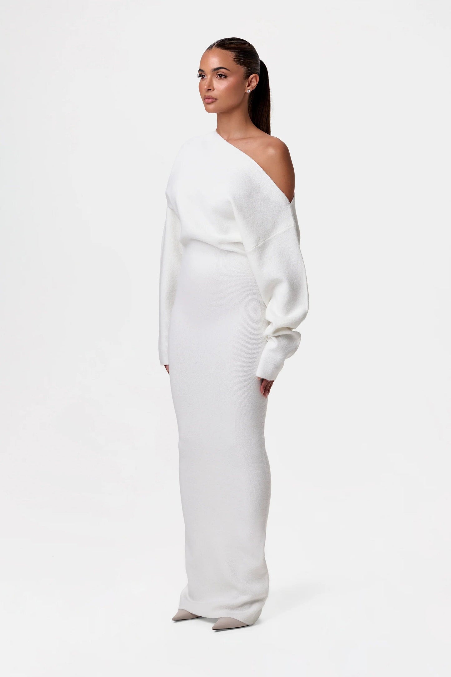 Vestido de Suéter con Hombros Caídos
