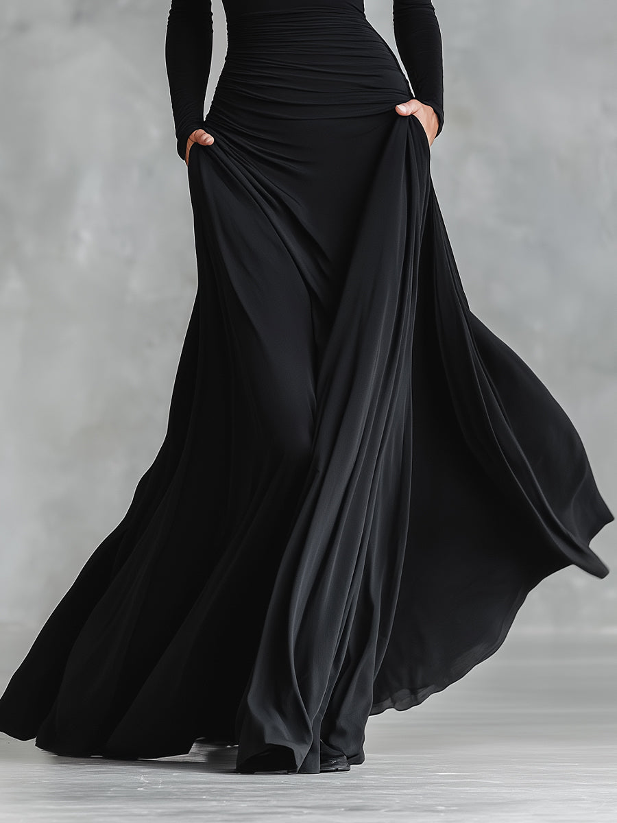 Vestido largo de manga larga para mujer