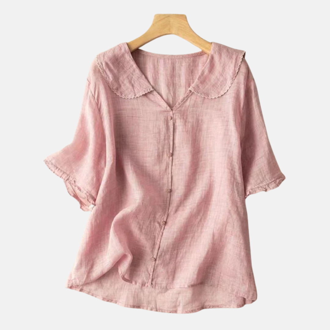 VierraSol | Blusa Retro con Cuello de Muñeca para Mujeres