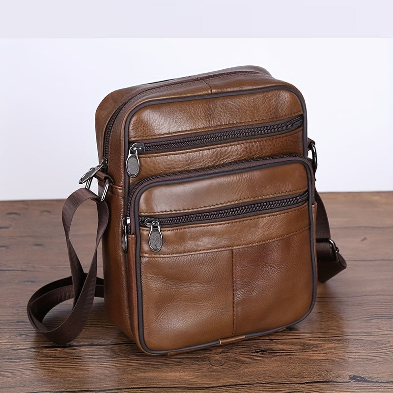 VierraSol | Bolso de Hombro de Cuero para Hombre | Bandolera de Cuero de Vaca Genuino | Correa Ajustable