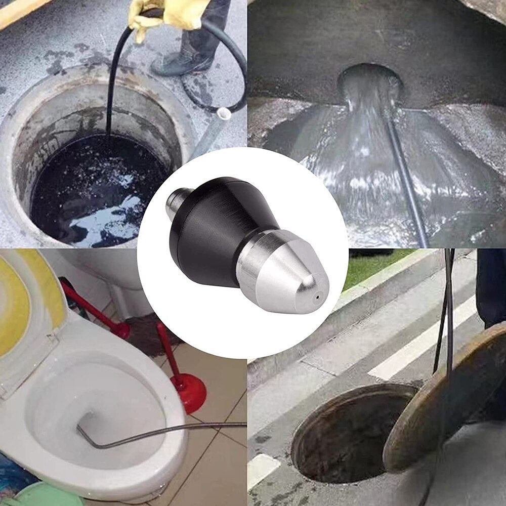 VierraSol | Boquilla de Chorro de Drenaje de Alta Presión – Pulverizador de Limpieza de Alcantarillas de Acero Inoxidable para Desbloqueo Rápido de Tuberías