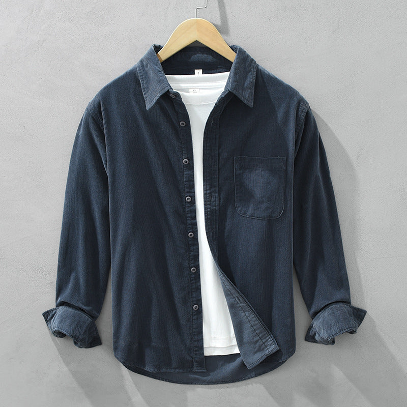 VierraSol | Camisa de Corduroy para Hombre con Botones y Bolsillo en el Pecho