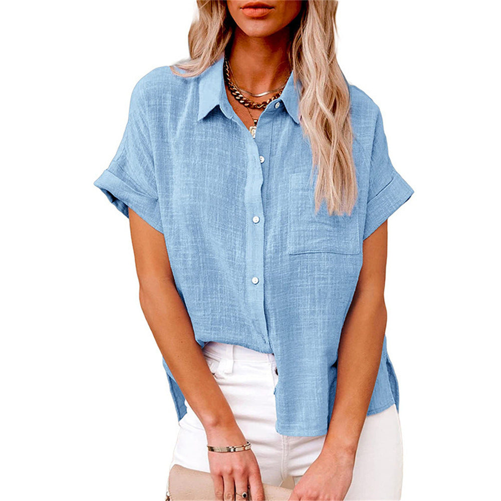 VierraSol | Camisa de Mujer de Manga Corta con Corte Relajado y Botones